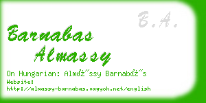 barnabas almassy business card